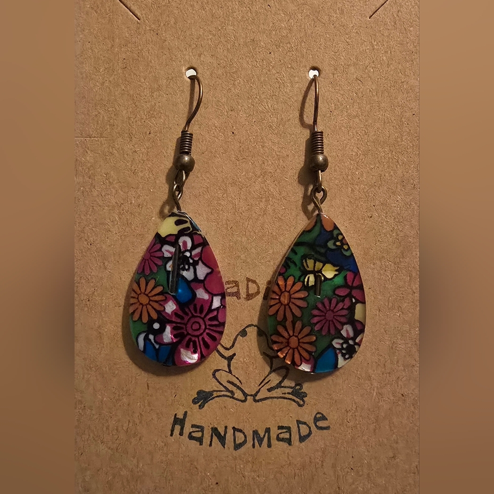 Handmade Floral Teardrop Earrings